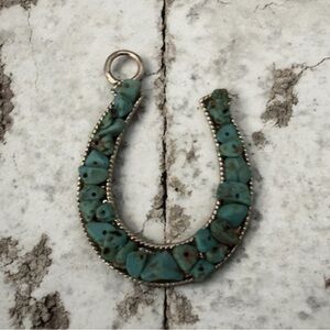 Vintage Raw Turquoise Horseshoe Pendant